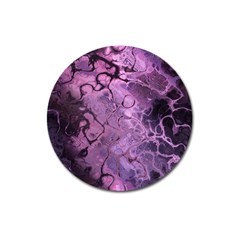 Amethyst Violet Abstract Marble Art Magnet 3  (round) by SpinnyChairDesigns