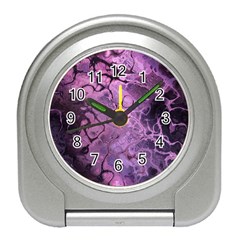 Amethyst Violet Abstract Marble Art Travel Alarm Clock by SpinnyChairDesigns