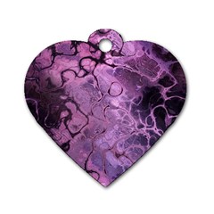 Amethyst Violet Abstract Marble Art Dog Tag Heart (two Sides) by SpinnyChairDesigns