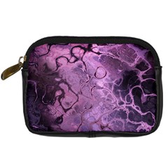 Amethyst Violet Abstract Marble Art Digital Camera Leather Case by SpinnyChairDesigns