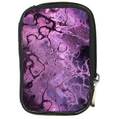 Amethyst Violet Abstract Marble Art Compact Camera Leather Case by SpinnyChairDesigns