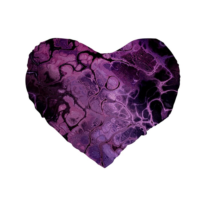 Amethyst Violet Abstract Marble Art Standard 16  Premium Heart Shape Cushions