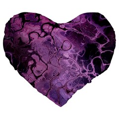 Amethyst Violet Abstract Marble Art Large 19  Premium Heart Shape Cushions by SpinnyChairDesigns