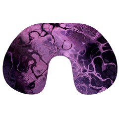 Amethyst Violet Abstract Marble Art Travel Neck Pillow by SpinnyChairDesigns