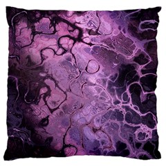 Amethyst Violet Abstract Marble Art Large Flano Cushion Case (one Side) by SpinnyChairDesigns