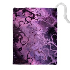 Amethyst Violet Abstract Marble Art Drawstring Pouch (4xl) by SpinnyChairDesigns