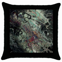 Black Green Grey Abstract Art Marble Texture Throw Pillow Case (black) by SpinnyChairDesigns