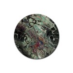 Black Green Grey Abstract Art Marble Texture Rubber Coaster (Round)  Front