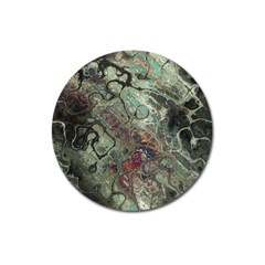 Black Green Grey Abstract Art Marble Texture Magnet 3  (round) by SpinnyChairDesigns