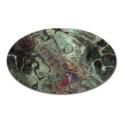 Black Green Grey Abstract Art Marble Texture Oval Magnet by SpinnyChairDesigns