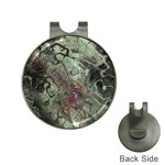 Black Green Grey Abstract Art Marble Texture Hat Clips with Golf Markers Front