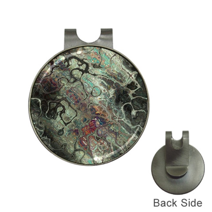 Black Green Grey Abstract Art Marble Texture Hat Clips with Golf Markers