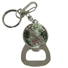 Black Green Grey Abstract Art Marble Texture Bottle Opener Key Chain by SpinnyChairDesigns