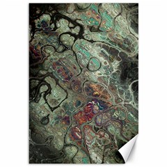 Black Green Grey Abstract Art Marble Texture Canvas 12  X 18  by SpinnyChairDesigns