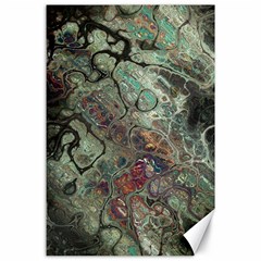 Black Green Grey Abstract Art Marble Texture Canvas 24  X 36  by SpinnyChairDesigns