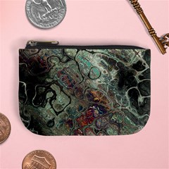 Black Green Grey Abstract Art Marble Texture Mini Coin Purse by SpinnyChairDesigns