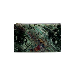 Black Green Grey Abstract Art Marble Texture Cosmetic Bag (small) by SpinnyChairDesigns