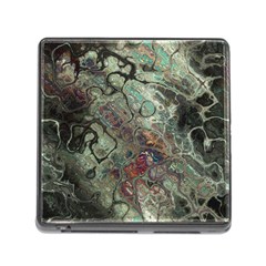 Black Green Grey Abstract Art Marble Texture Memory Card Reader (square 5 Slot) by SpinnyChairDesigns