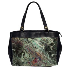 Black Green Grey Abstract Art Marble Texture Oversize Office Handbag (2 Sides) by SpinnyChairDesigns