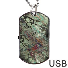 Black Green Grey Abstract Art Marble Texture Dog Tag Usb Flash (one Side) by SpinnyChairDesigns