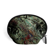 Black Green Grey Abstract Art Marble Texture Accessory Pouch (small) by SpinnyChairDesigns