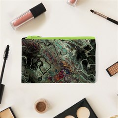 Black Green Grey Abstract Art Marble Texture Cosmetic Bag (xs) by SpinnyChairDesigns