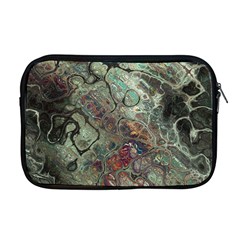 Black Green Grey Abstract Art Marble Texture Apple Macbook Pro 17  Zipper Case by SpinnyChairDesigns