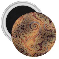 Terra Cotta Persian Orange Spirals Swirls Pattern 3  Magnets by SpinnyChairDesigns