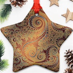 Terra Cotta Persian Orange Spirals Swirls Pattern Ornament (star) by SpinnyChairDesigns