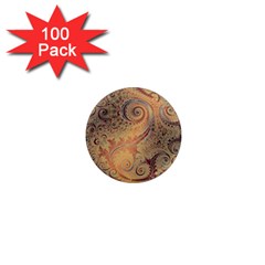 Terra Cotta Persian Orange Spirals Swirls Pattern 1  Mini Magnets (100 Pack)  by SpinnyChairDesigns