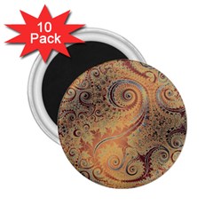 Terra Cotta Persian Orange Spirals Swirls Pattern 2 25  Magnets (10 Pack)  by SpinnyChairDesigns