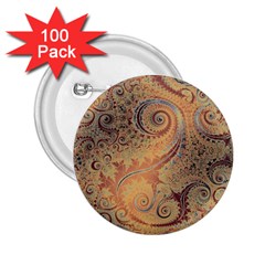 Terra Cotta Persian Orange Spirals Swirls Pattern 2 25  Buttons (100 Pack)  by SpinnyChairDesigns