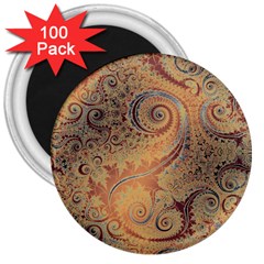 Terra Cotta Persian Orange Spirals Swirls Pattern 3  Magnets (100 Pack) by SpinnyChairDesigns