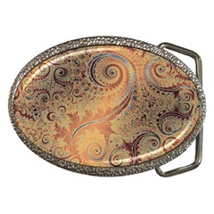 Terra Cotta Persian Orange Spirals Swirls Pattern Belt Buckles by SpinnyChairDesigns