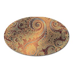 Terra Cotta Persian Orange Spirals Swirls Pattern Oval Magnet by SpinnyChairDesigns