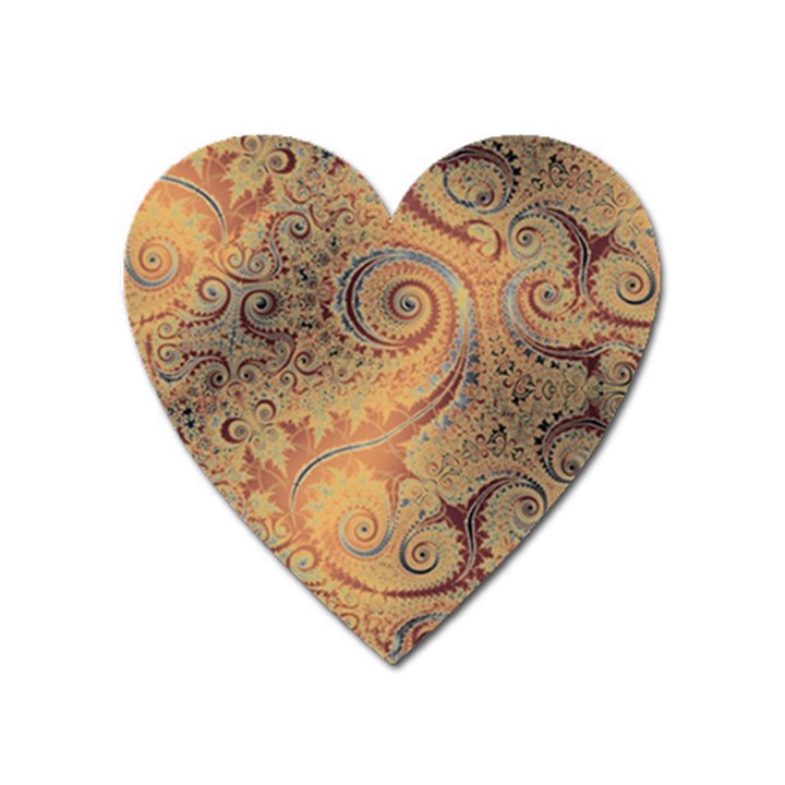 Terra Cotta Persian Orange Spirals Swirls Pattern Heart Magnet