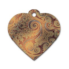 Terra Cotta Persian Orange Spirals Swirls Pattern Dog Tag Heart (one Side) by SpinnyChairDesigns