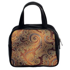 Terra Cotta Persian Orange Spirals Swirls Pattern Classic Handbag (two Sides) by SpinnyChairDesigns