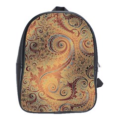 Terra Cotta Persian Orange Spirals Swirls Pattern School Bag (large) by SpinnyChairDesigns