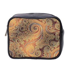 Terra Cotta Persian Orange Spirals Swirls Pattern Mini Toiletries Bag (two Sides) by SpinnyChairDesigns