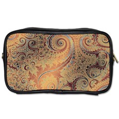 Terra Cotta Persian Orange Spirals Swirls Pattern Toiletries Bag (two Sides) by SpinnyChairDesigns