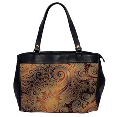 Terra Cotta Persian Orange Spirals Swirls Pattern Oversize Office Handbag by SpinnyChairDesigns