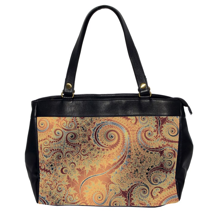 Terra Cotta Persian Orange Spirals Swirls Pattern Oversize Office Handbag (2 Sides)