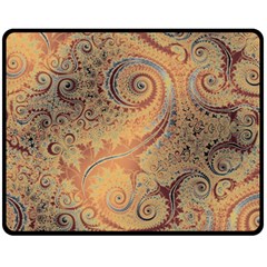 Terra Cotta Persian Orange Spirals Swirls Pattern Fleece Blanket (medium)  by SpinnyChairDesigns