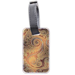 Terra Cotta Persian Orange Spirals Swirls Pattern Luggage Tag (two Sides) by SpinnyChairDesigns