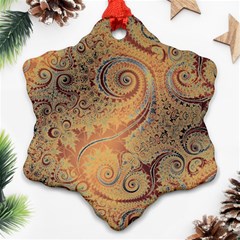 Terra Cotta Persian Orange Spirals Swirls Pattern Ornament (snowflake) by SpinnyChairDesigns