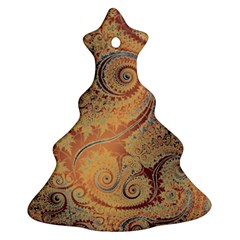 Terra Cotta Persian Orange Spirals Swirls Pattern Ornament (christmas Tree)  by SpinnyChairDesigns