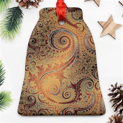 Terra Cotta Persian Orange Spirals Swirls Pattern Ornament (bell) by SpinnyChairDesigns