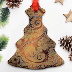 Terra Cotta Persian Orange Spirals Swirls Pattern Christmas Tree Ornament (two Sides) by SpinnyChairDesigns