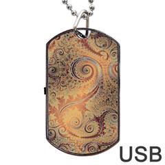 Terra Cotta Persian Orange Spirals Swirls Pattern Dog Tag Usb Flash (one Side) by SpinnyChairDesigns